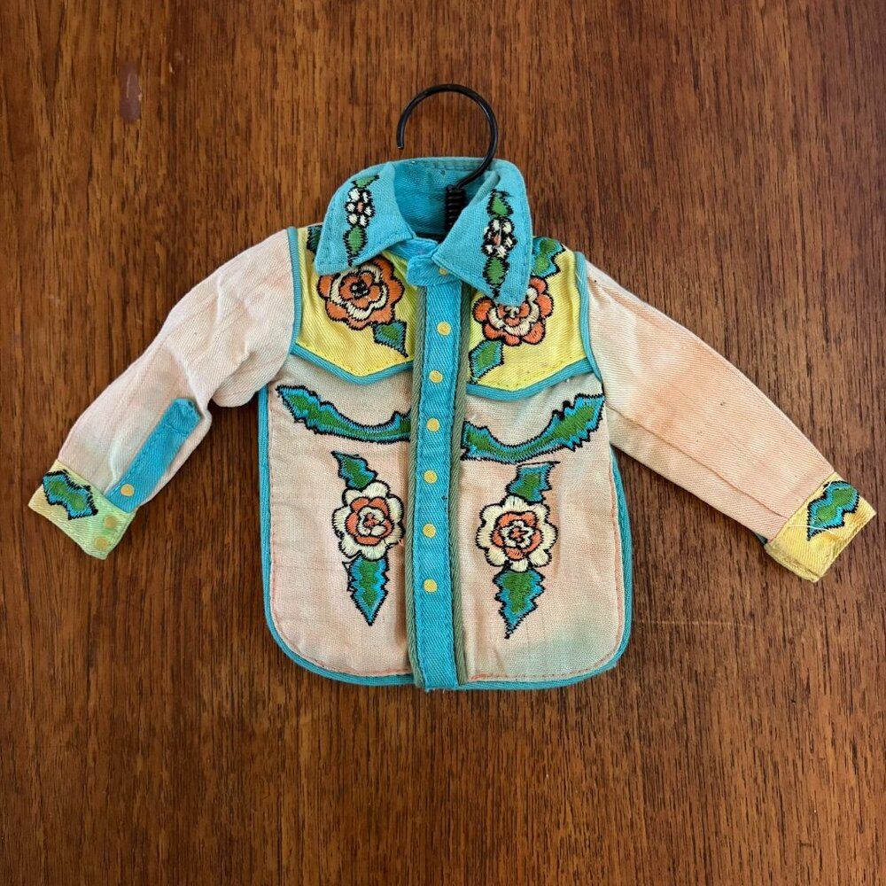 Mini western shirt on hanger 6x6" ornament or decor